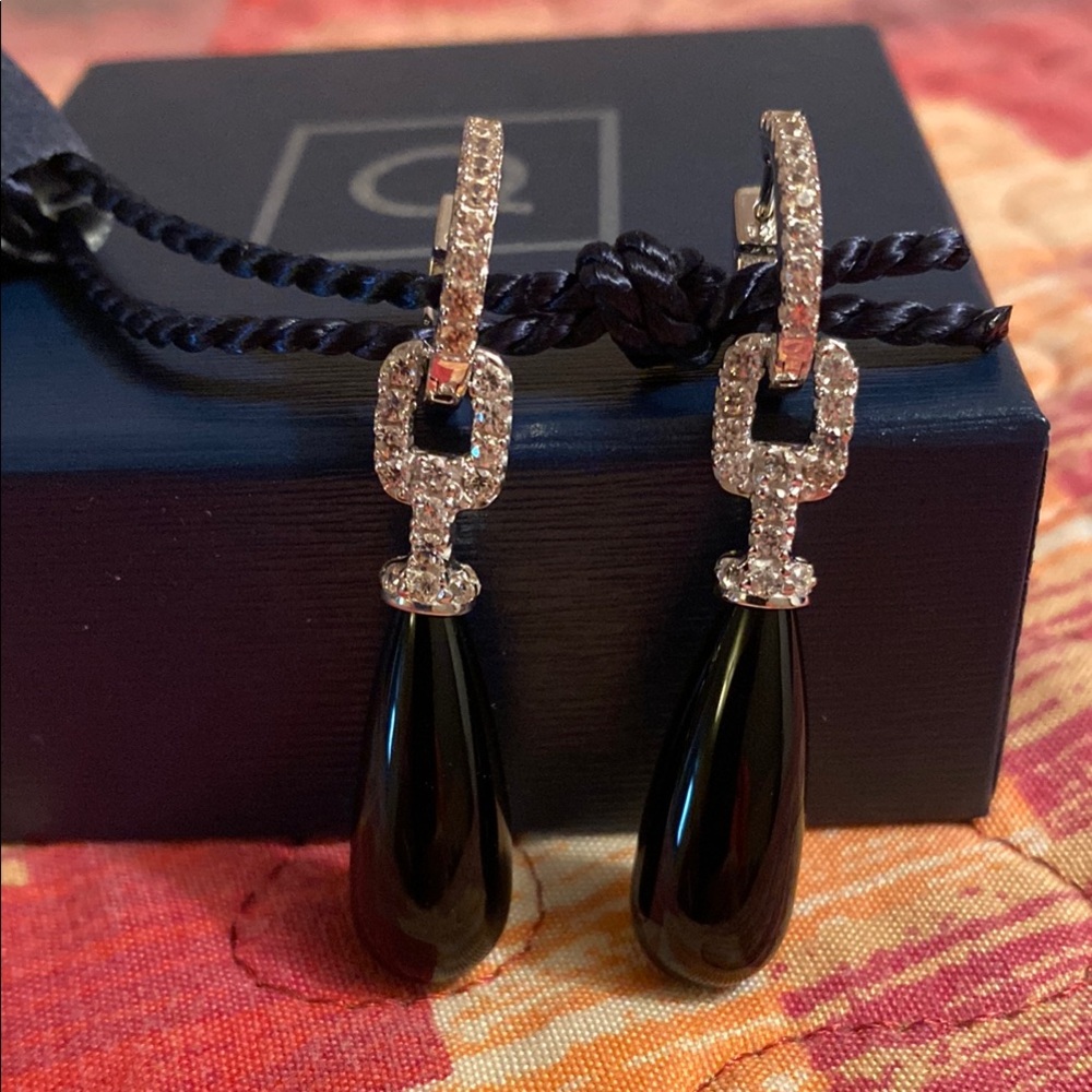 Elegant Black and Silver Drop Earrings